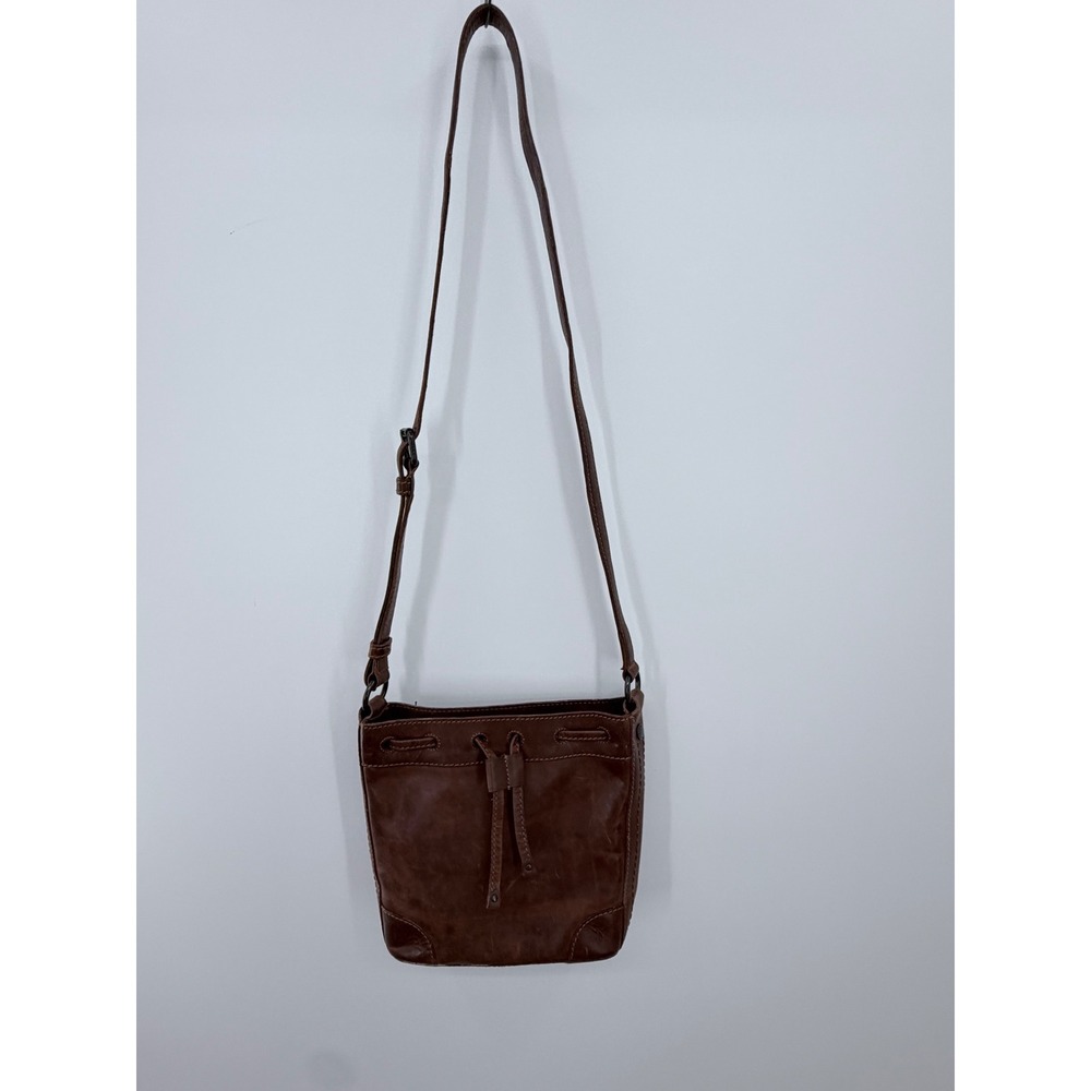 Frye Melissa Drawstring Bucket Bag Womens Cognac Brown Leather Crossbody NWT - Picture 4 of 11